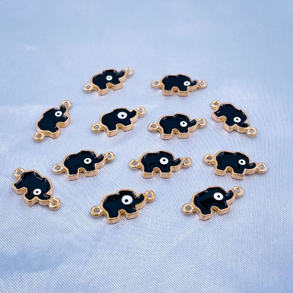 Elephant Evil Eye Enamel Charms Gold Black Centre Pcs Women quantity based discount Main image