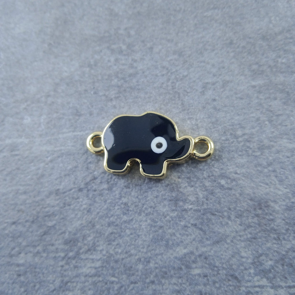 Elephant Evil Eye Enamel Charms Gold Black Centre Pcs Women quantity based discount