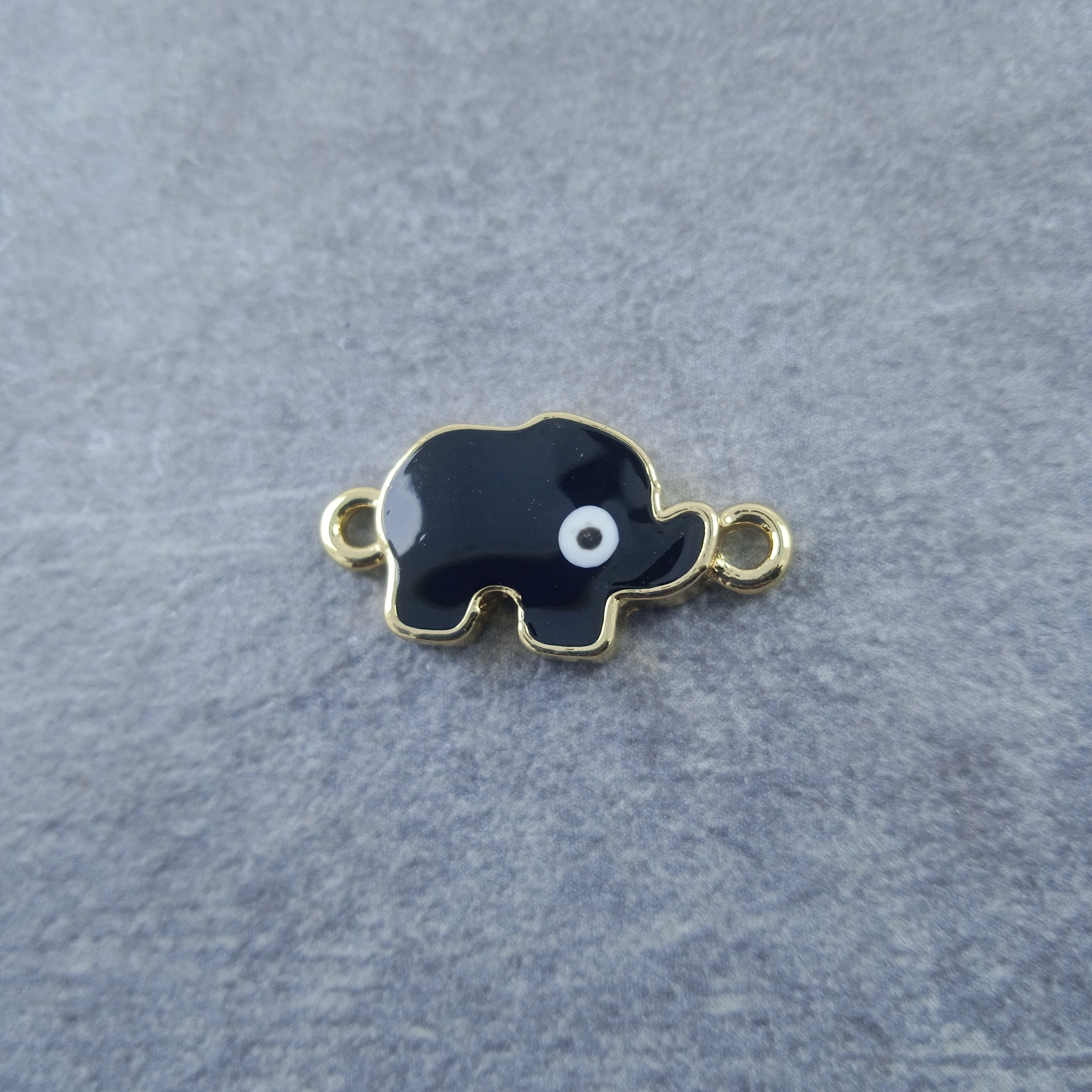 Elephant Evil Eye Enamel Charms Gold Black Centre Pcs Women quantity based discount