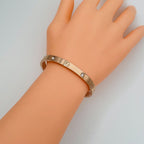 Screw Luxury Rose Gold CZ Stainless Steel Cuff Kada Bangle Bulk