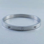 Screw Luxury Silver CZ Stainless Steel Cuff Kada Bangle Bulk