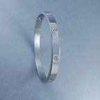 Screw Luxury Silver CZ Stainless Steel Cuff Kada Bangle Bulk