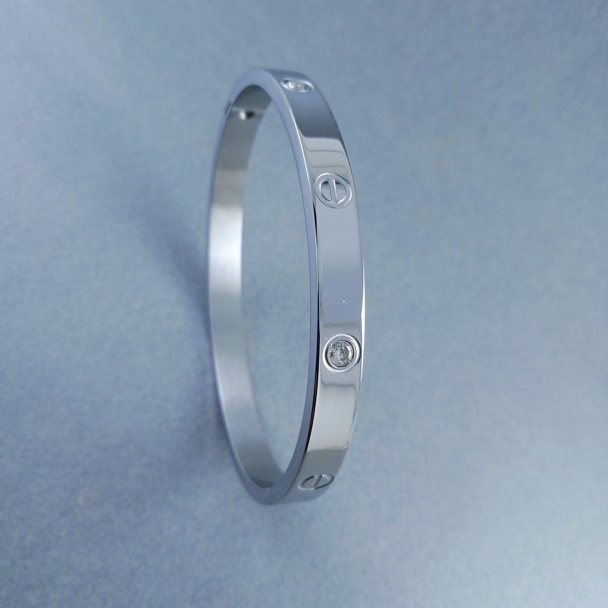 Screw Luxury Silver CZ Stainless Steel Cuff Kada Bangle Bulk