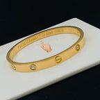 Screw Luxury Gold Cubic Zirconia Stainless Steel Cuff Kada Bangle Bulk