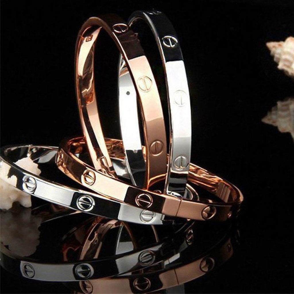 Screw Slim Rose Gold Stainless Steel Openable Kada For Women