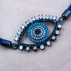 Evil Eye Copper Blue Black Cubic Zirconia Thread Slider Bracelet Bulk