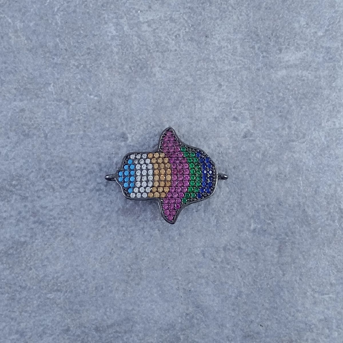 Rainbow Hamsa Black Zircon Copper Charm For Women Bulk
