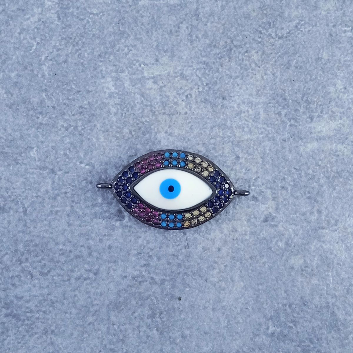 Evil Eye Oval Black White Zircon Copper Charm For Women Bulk