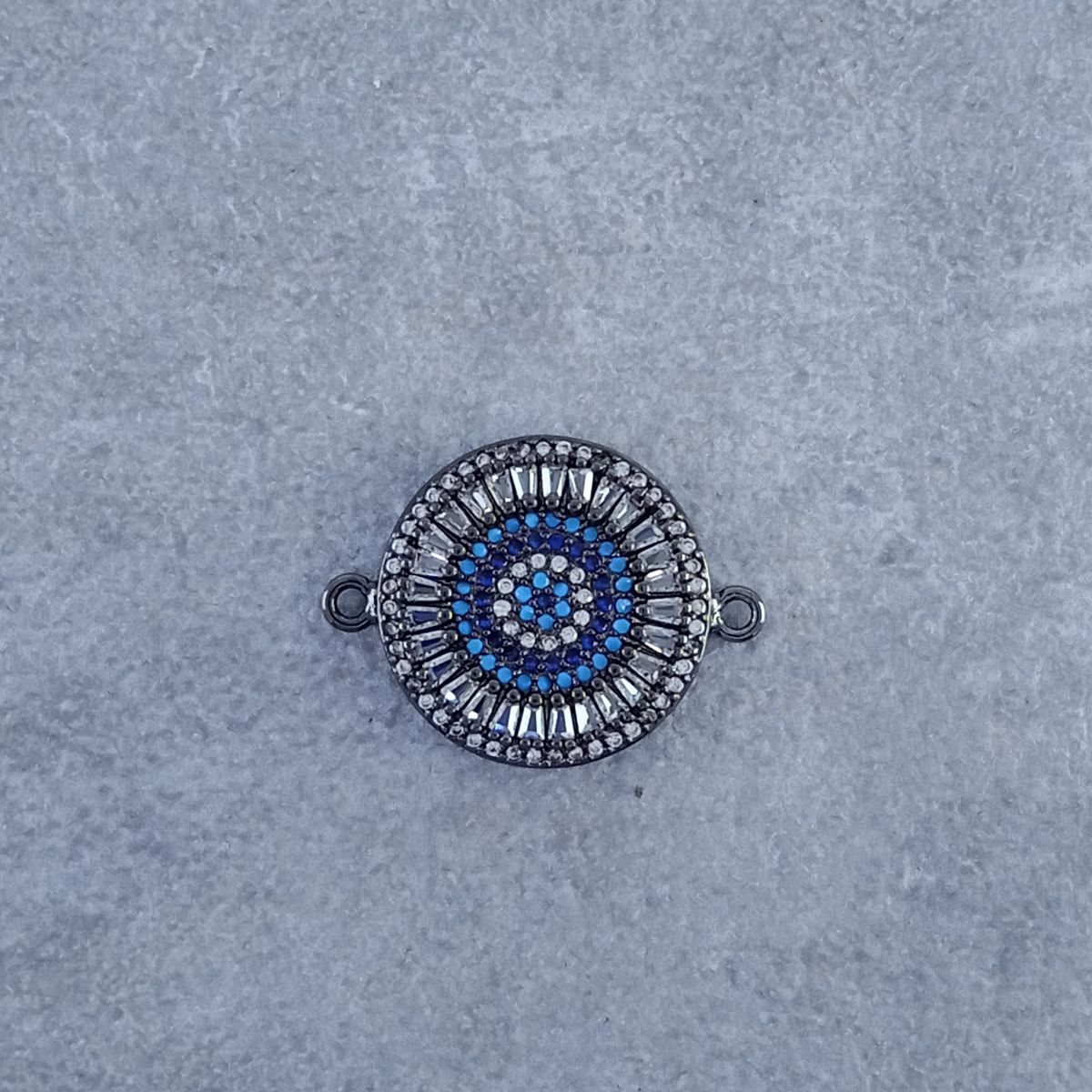 Evil Eye Round Black Blue Zircon Baguette Copper Charm For Women Bulk