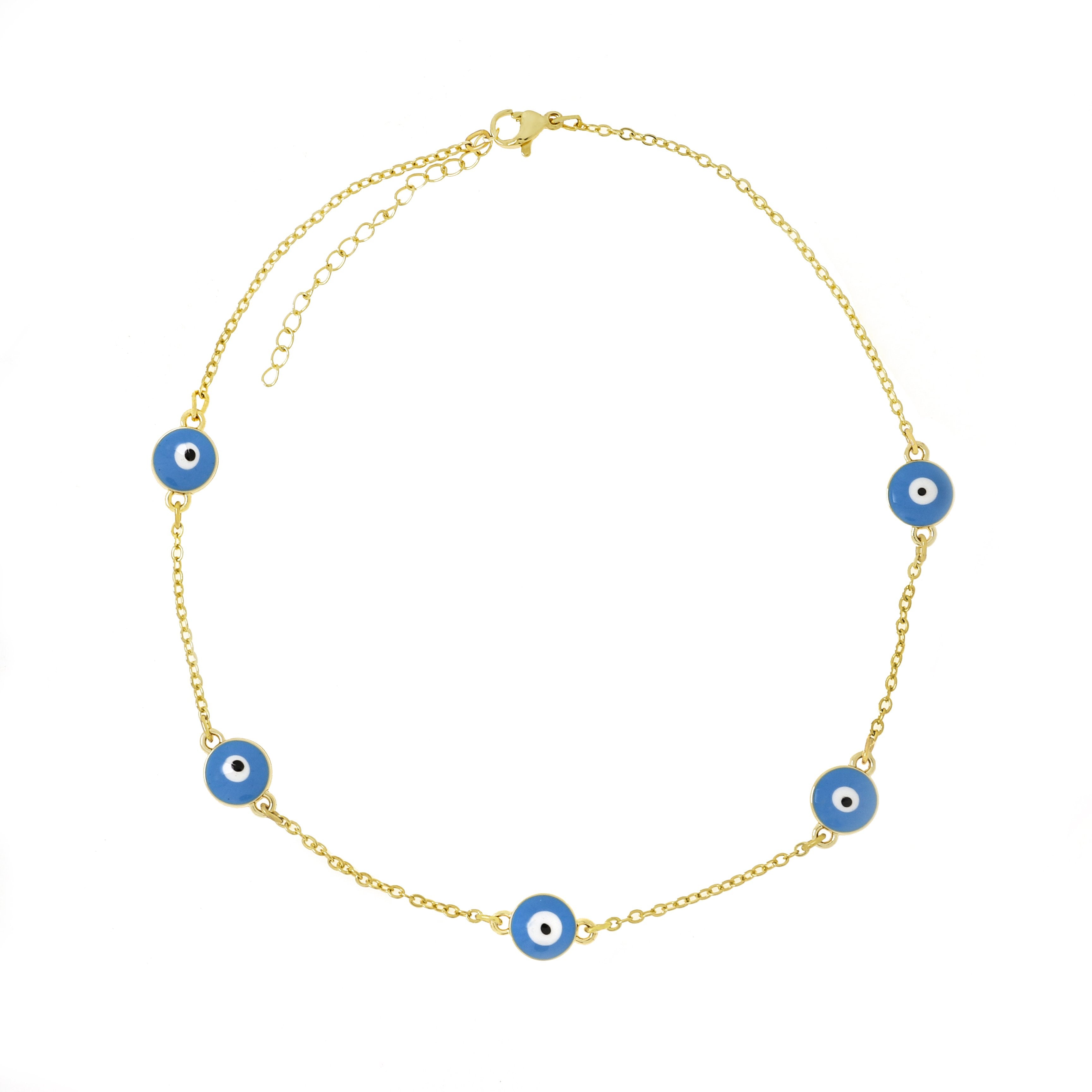 Evil Eye Blue White Enamel Choker Necklace Pendant Chain Women Bulk