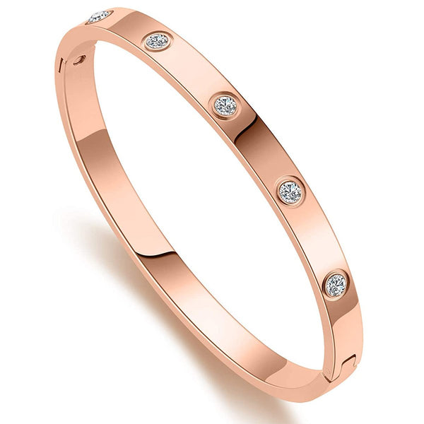 Pink Rose Gold Stainless Steel Openable Kada For Women Bulk Main image