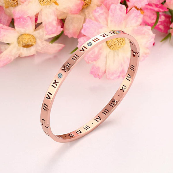 Roman Rose Gold Stainless Steel Openable Kada For Women Bulk Main image