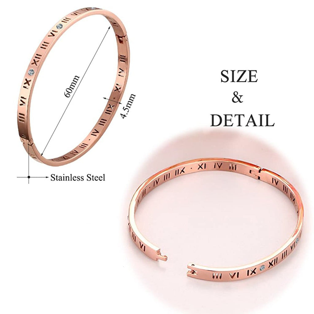 Roman Rose Gold Stainless Steel Openable Kada For Women Bulk