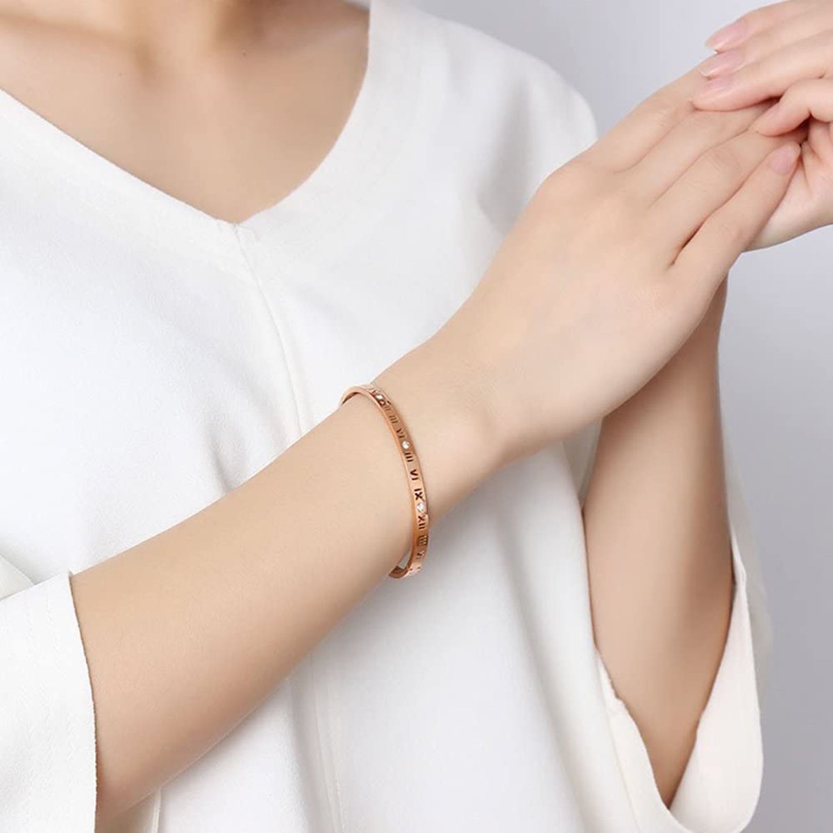 Roman Rose Gold Stainless Steel Openable Kada For Women Bulk