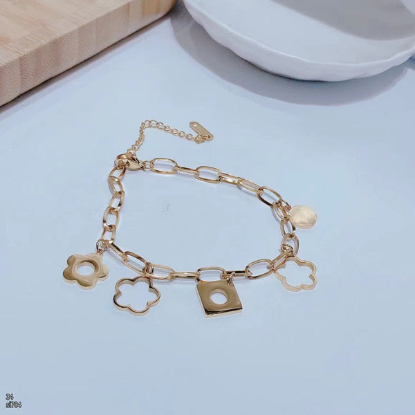 Rose Gold Stainless Steel Chain Link Charm Bracelet For Women Bulk Main image