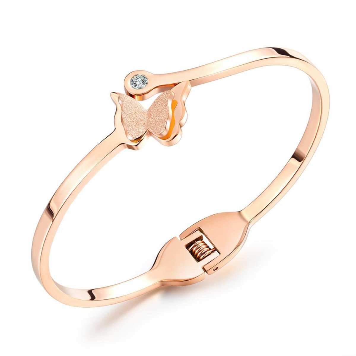 Butterfly Stainless Steel Pink Openable Kada For Women Bulk