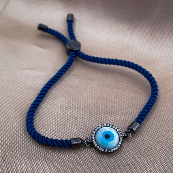 Evil Eye Copper Blue Black CZ Mother Of Pearl Thread Bracelet Bulk Main image