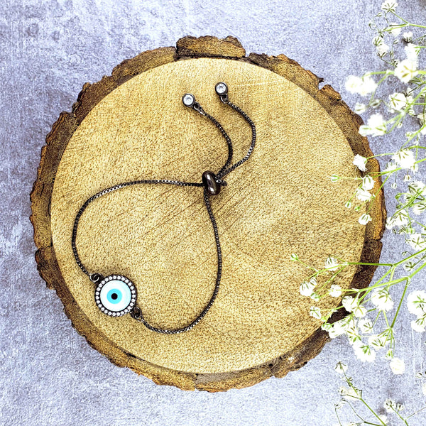 Evil Eye American Diamond Mother Of Pearl Black Slider Bracelet Bulk Main image
