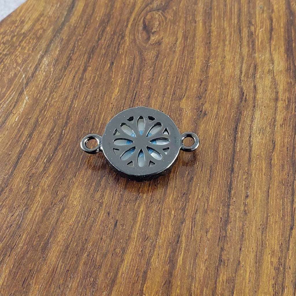 Evil-Eye Flower Mother Of Pearl Black Copper Charm For Women Girl