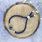 Round American Diamond Gold Blue Thread Bracelet For Women Bulk