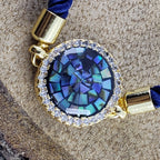 Round American Diamond Gold Blue Thread Bracelet For Women Bulk