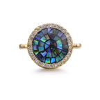 Round Abalone Gold Zircon Copper Charm For Women Bulk