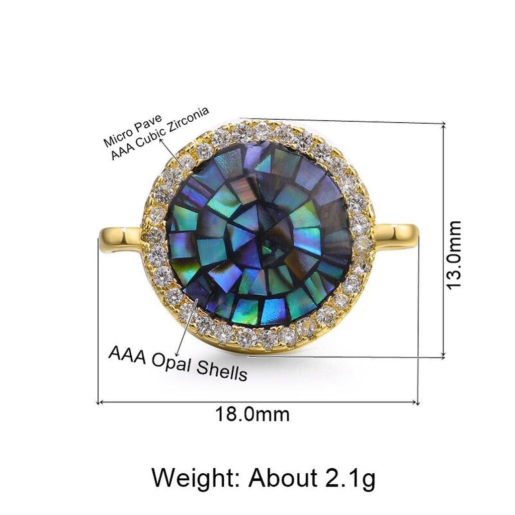 Round Abalone Gold Zircon Copper Charm For Women Bulk