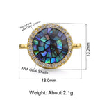 Round Abalone Gold Zircon Copper Charm For Women Bulk