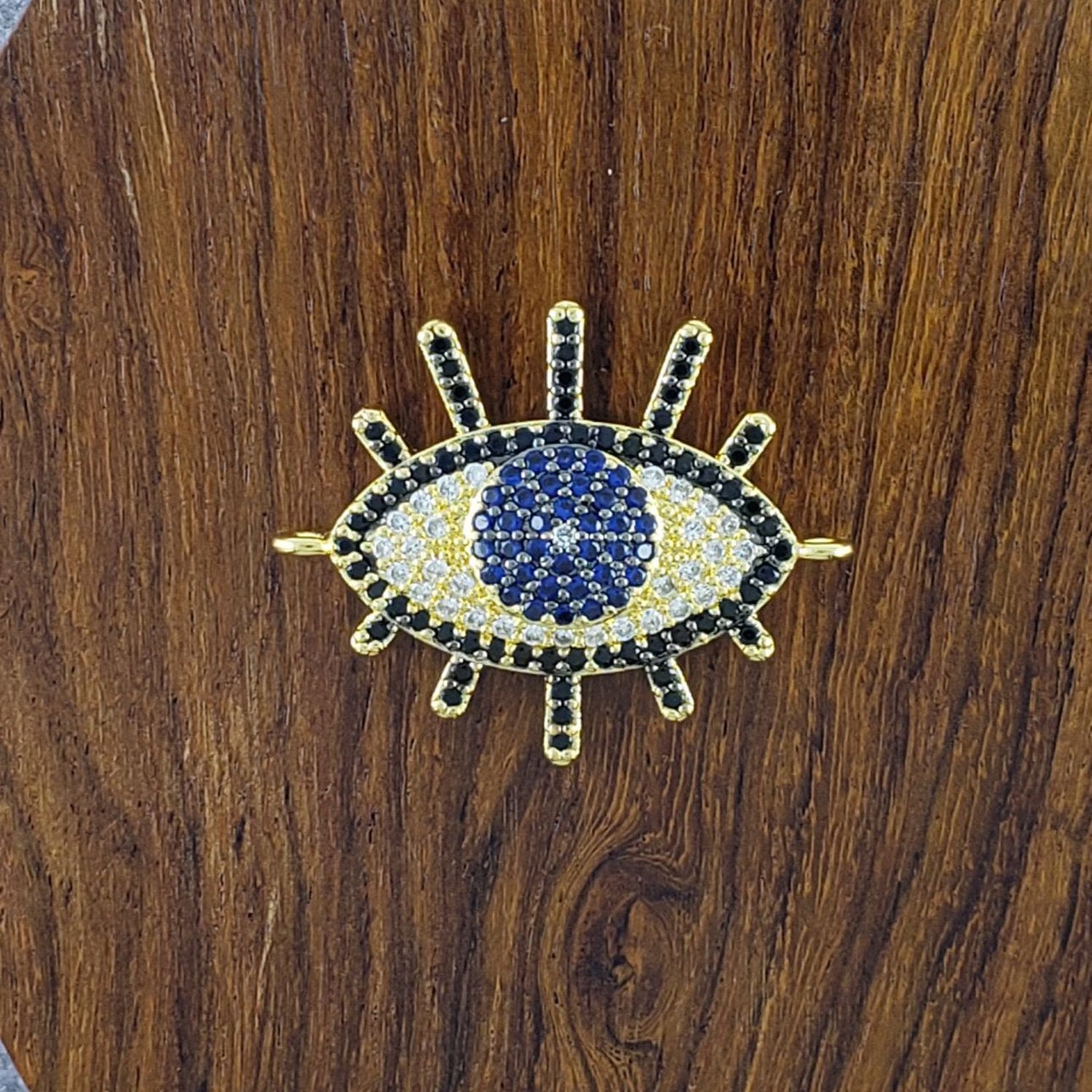 Evil Eye Gold Blue Black Zircon Copper Charm For Women Bulk