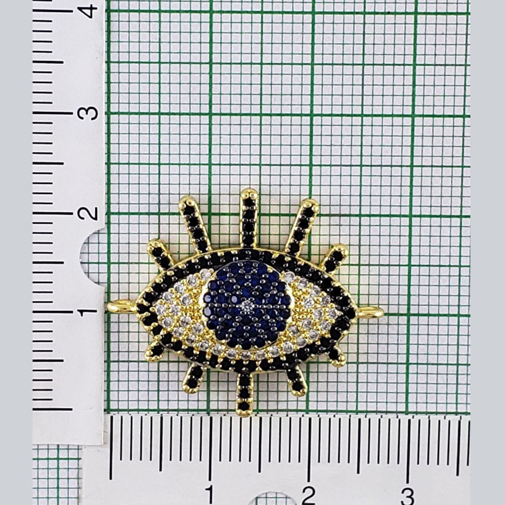 Evil Eye Gold Blue Black Zircon Copper Charm For Women Bulk