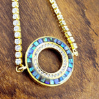 Round Gold Blue Cubic Zirconia Slider Adjustable Bracelet Women Bulk