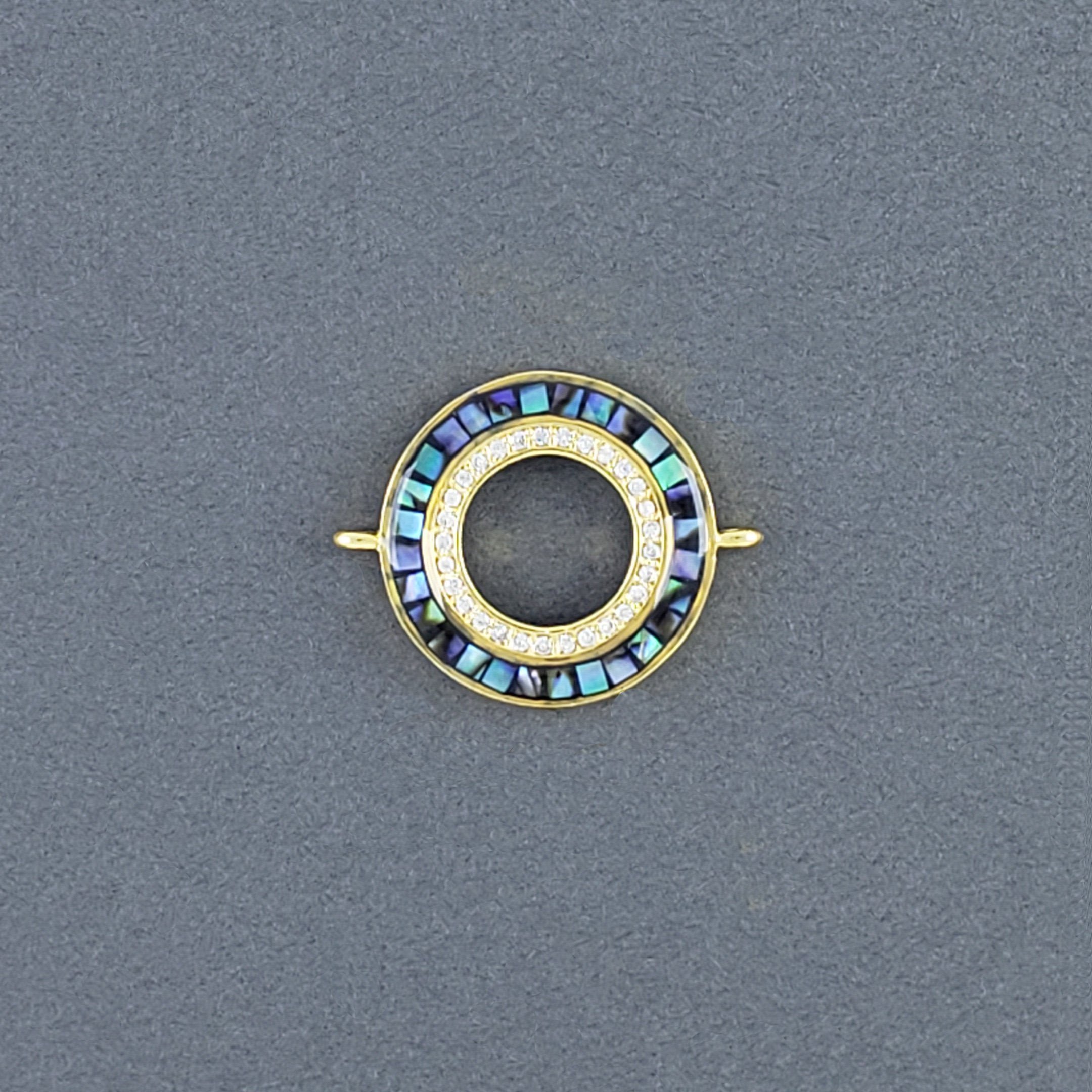 Round Abalone Gold Copper Charm For Women Bulk