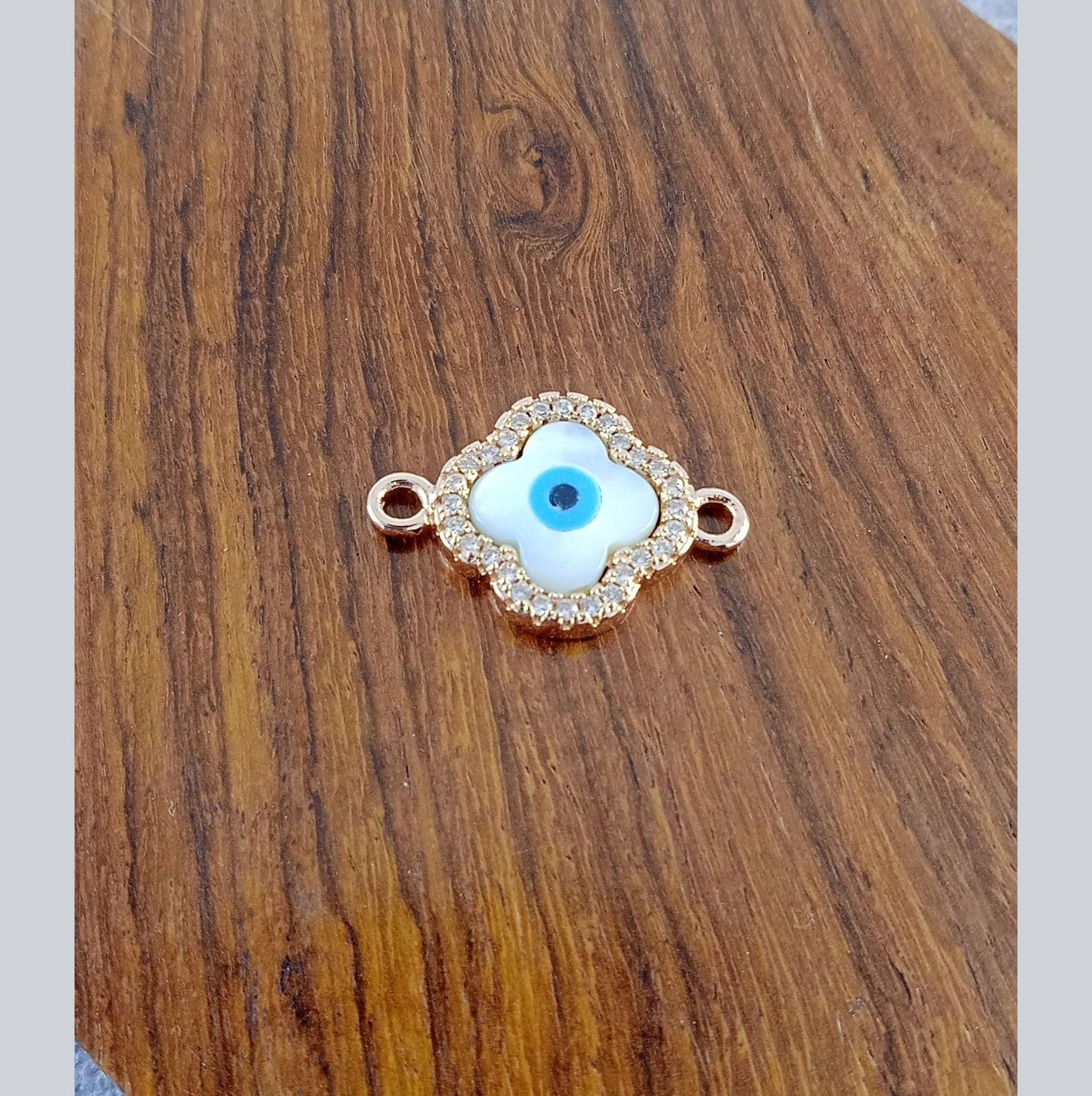 Evil Eye Flower Mother Of Pearl Rose Gold Copper Charm For Women Bulk