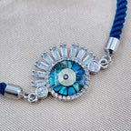 Eyelash Evil Eye Copper Silver Blue CZ Thread Bracelet Bulk