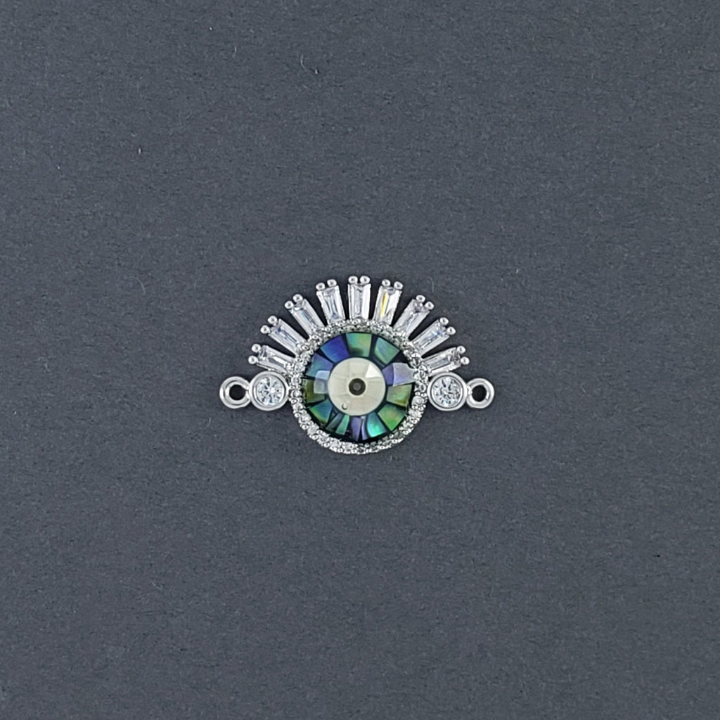 Evil Eye Eyelash Abalone Gold American Diamond Crystal Centre Pcs Bulk