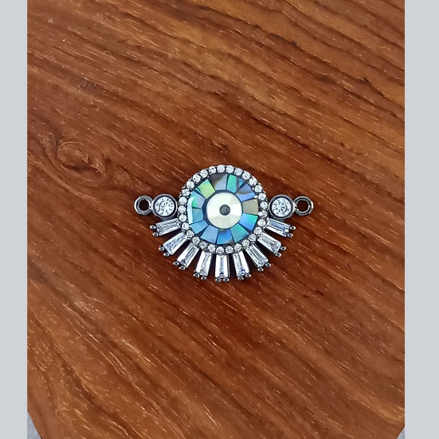 Evil Eye Eyelash Abalone Gold American Diamond Crystal Centre Pcs Bulk