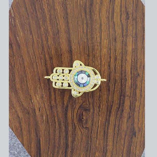 Evil Eye Hamsa Filigree Gold Zircon Copper Charm For Women Bulk Secondary image