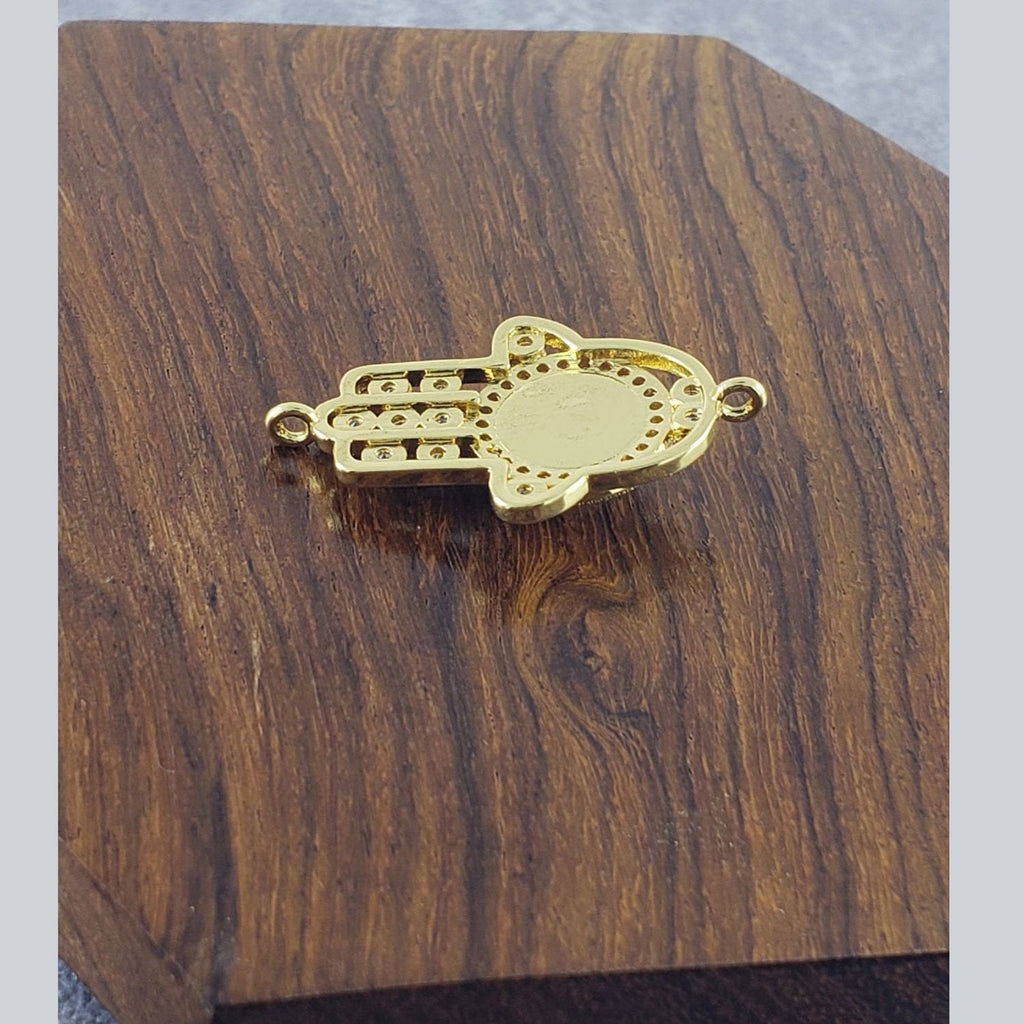 Evil Eye Hamsa Filigree Gold Zircon Copper Charm For Women Bulk