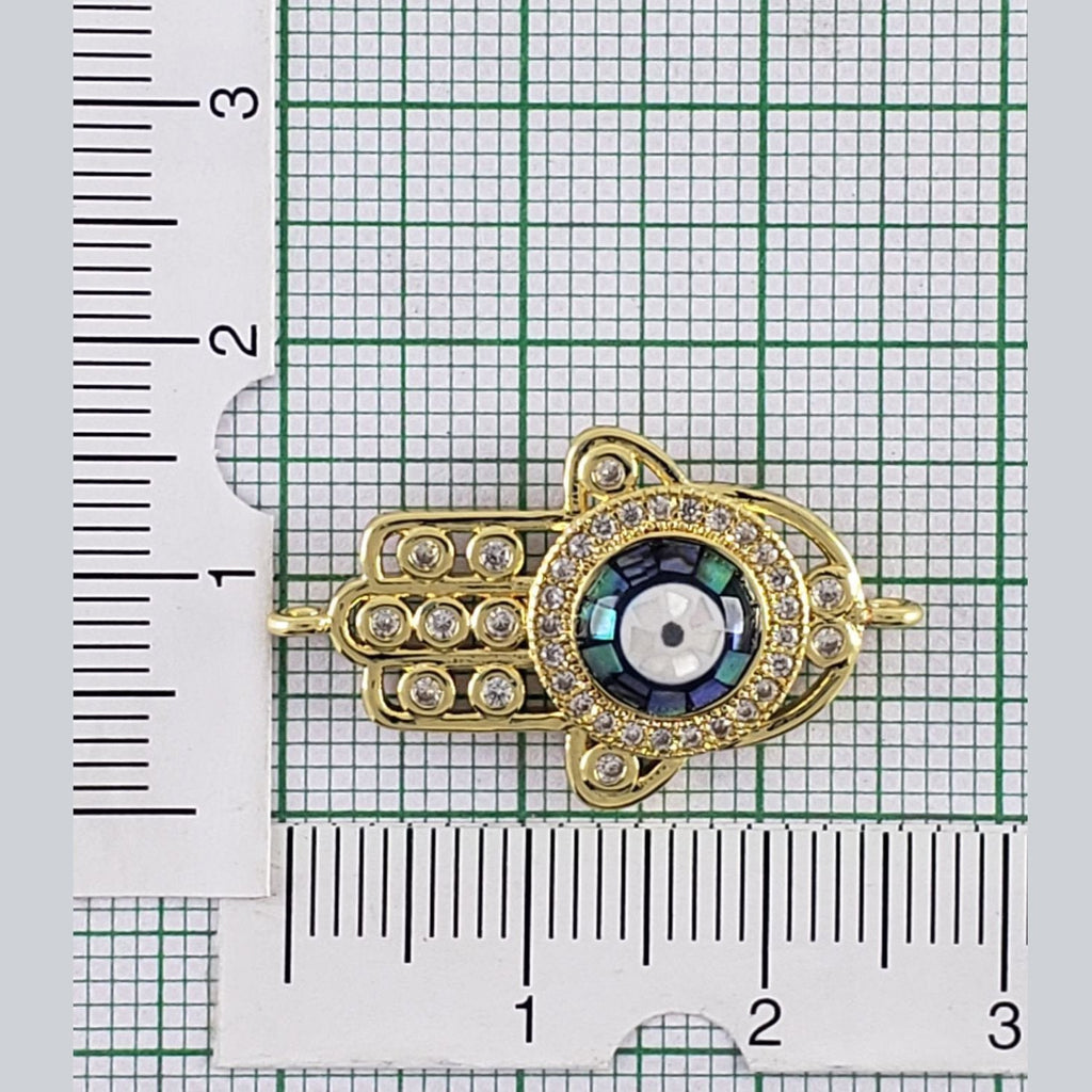 Evil Eye Hamsa Filigree Gold Zircon Copper Charm For Women Bulk