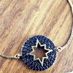 Round Star Black Crystal Slider Adjustable Bracelet For Men Bulk