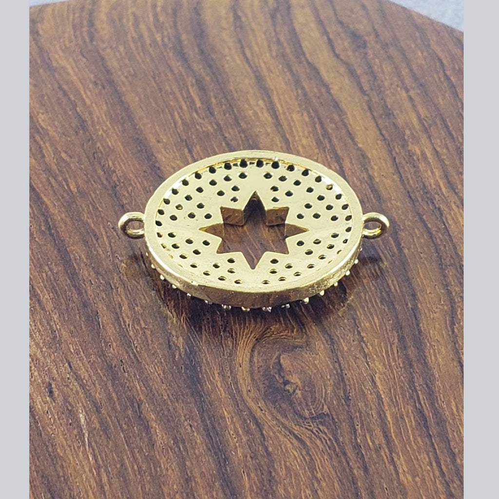Round Star Gold Black Zircon Copper Charm For Women Bulk