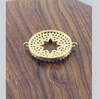 Round Star Gold Black Zircon Copper Charm For Women Bulk
