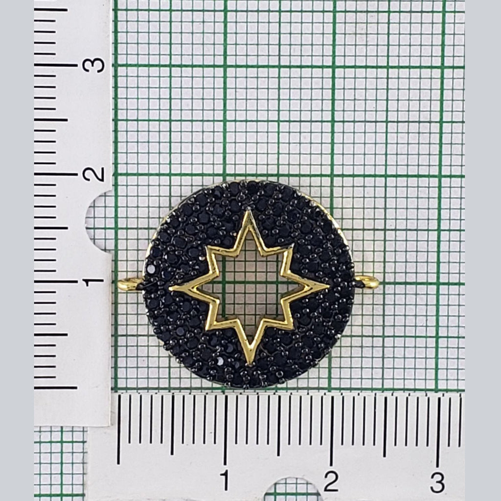 Round Star Gold Black Zircon Copper Charm For Women Bulk