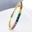 Rainbow Gold Princess Cut Crystal Cubic Zirconia Cuff Kada Bangle Bulk