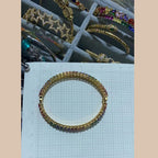 Rainbow Gold Princess Cut Crystal Cubic Zirconia Cuff Kada Bangle Bulk