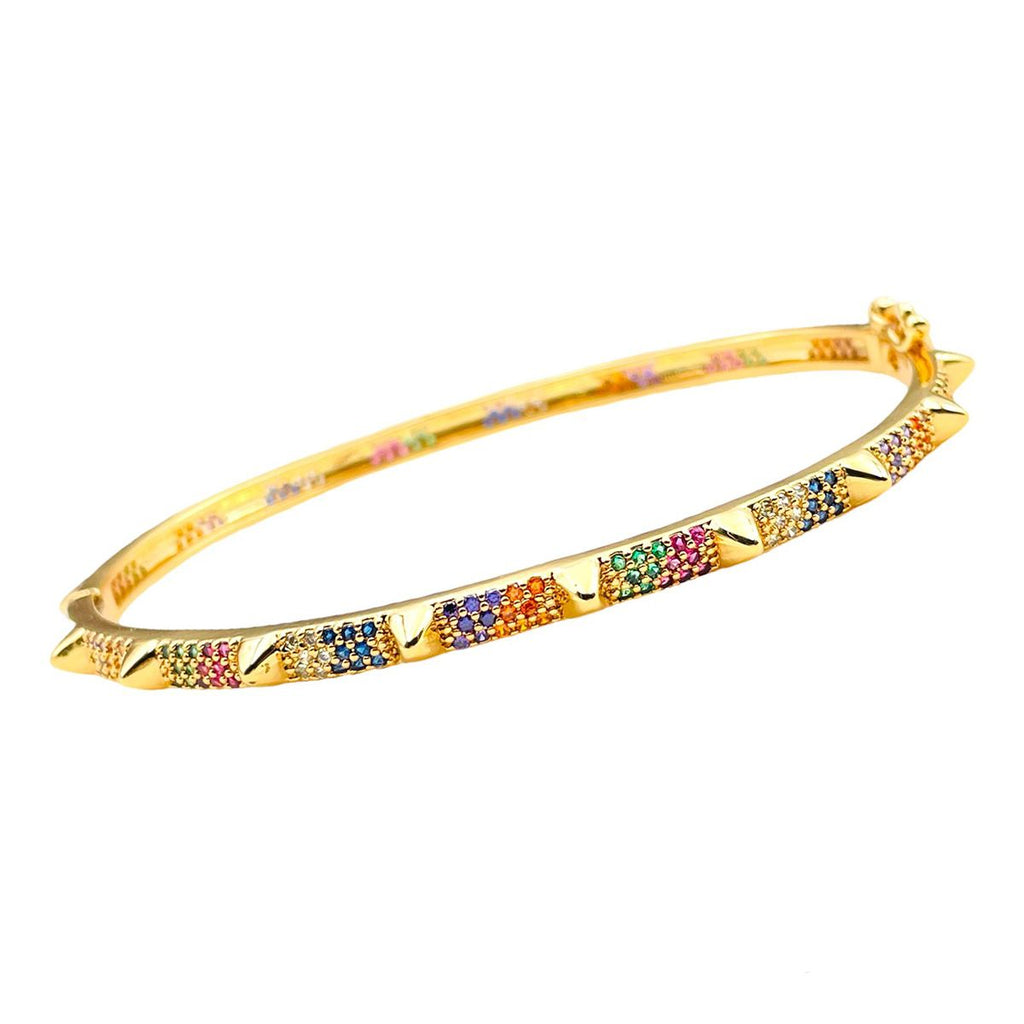 Copper CZ Crystal Rainbow Gold Cuff Kada Bangle Girls Bulk