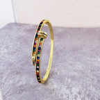 Rainbow Nail American Diamond Crystal Gold Openable Kada Bangle Bulk