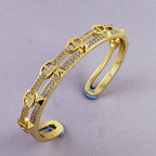 Stylish Gold Cubic Zirconia Copper Single Cuff Kada Bangle Women Bulk