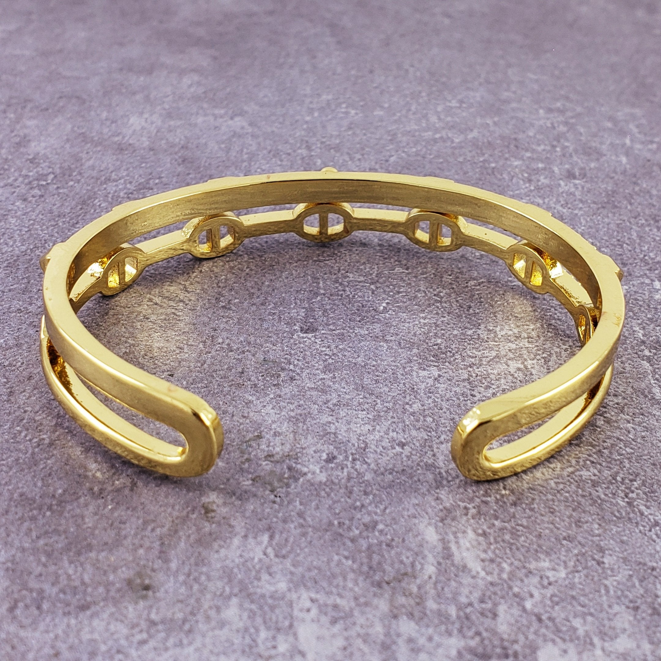 Stylish Gold Cubic Zirconia Copper Single Cuff Kada Bangle Women Bulk
