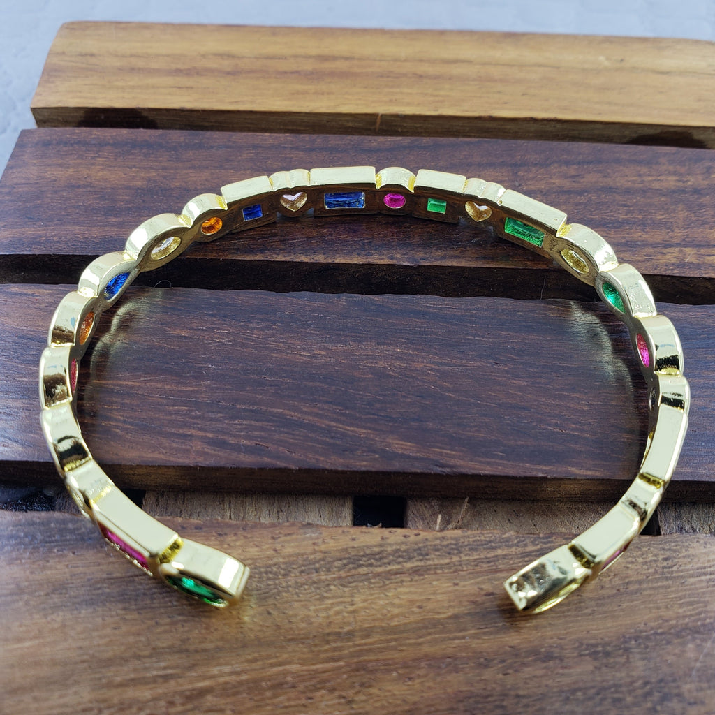 Copper Rainbow Gold Multicolor Stone Cuff Bangle Women Bulk